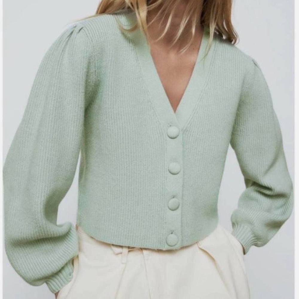 Zara Mint Green Button Up Cardigan